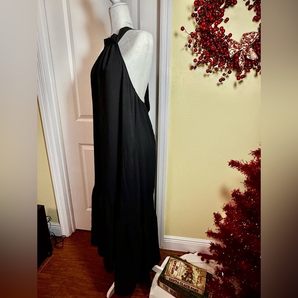 Women’s halter neckline hi-lo midi dress, BLACK, size large brand new! - Picture 2 of 7